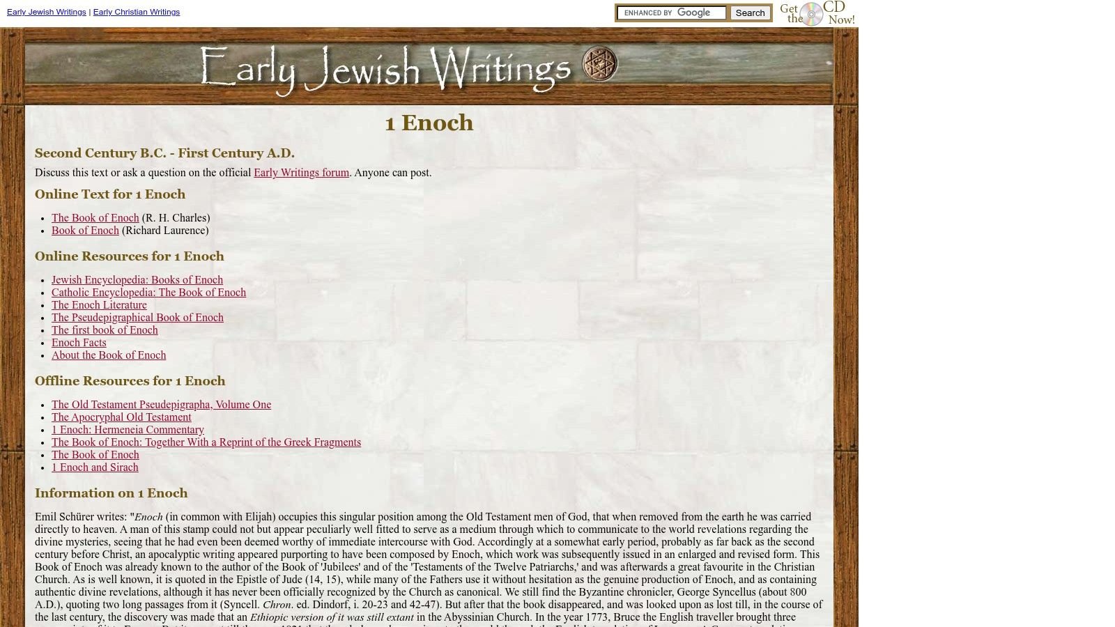 Early Jewish Writings – 1 Enoch (resource portal with text links)