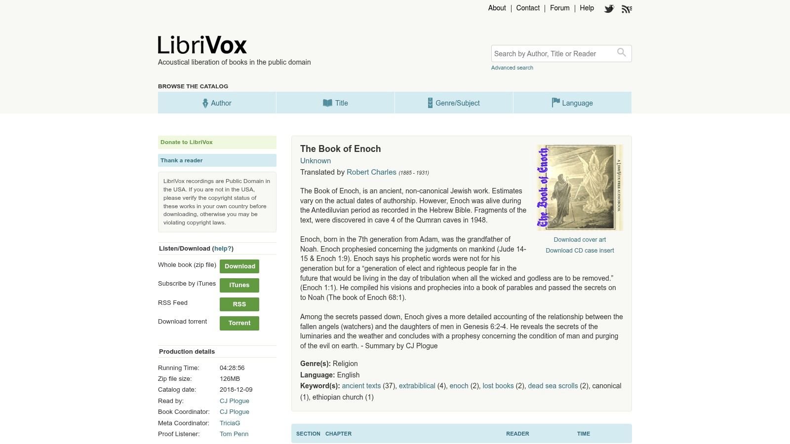 LibriVox – The Book of Enoch (public-domain audiobook)