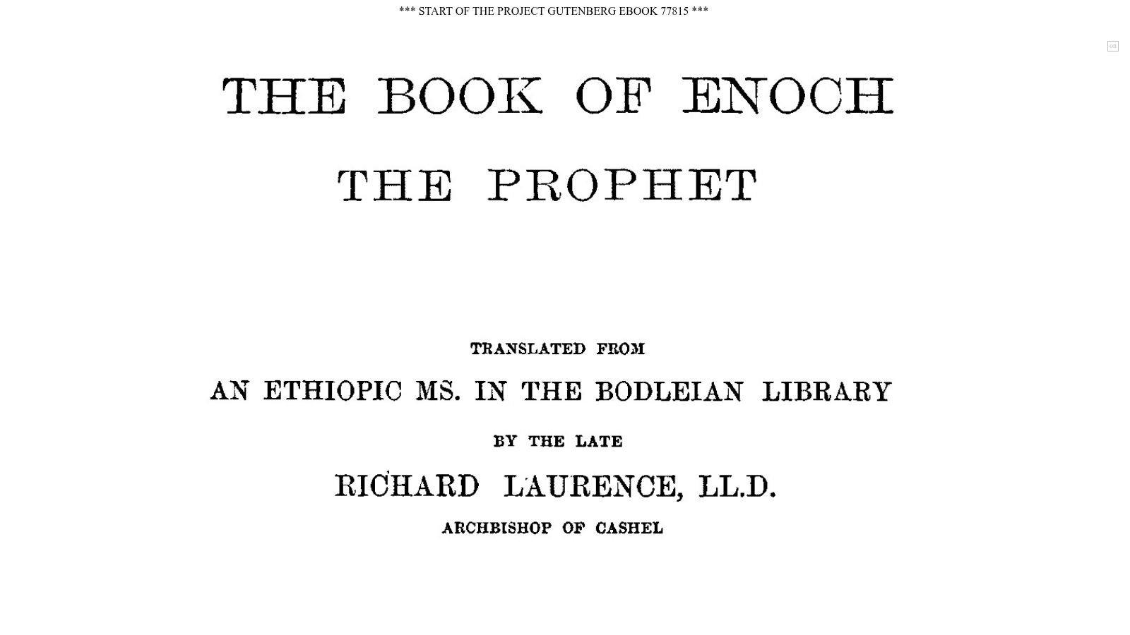 Project Gutenberg – The Book of Enoch the Prophet (Richard Laurence, 1883)