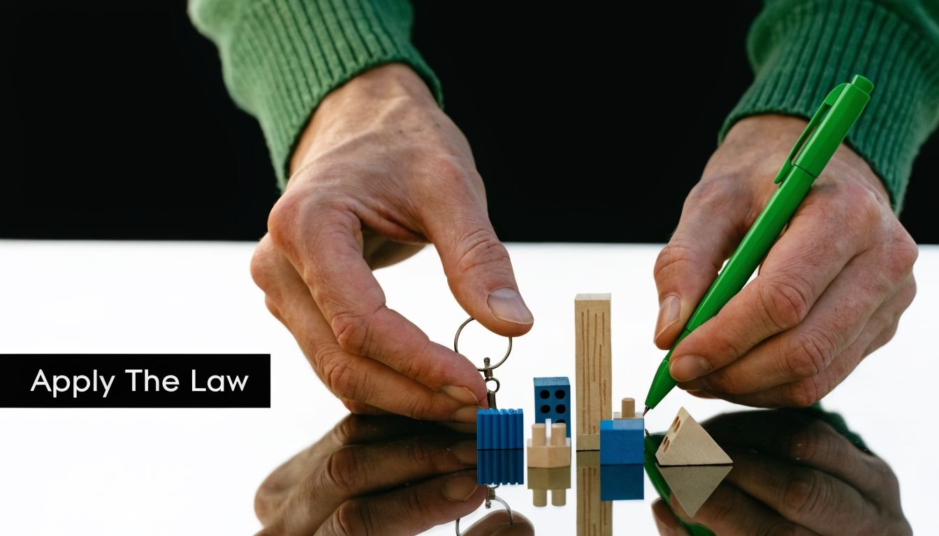 A person using a green pen to plan or construct a miniature model city on a table.