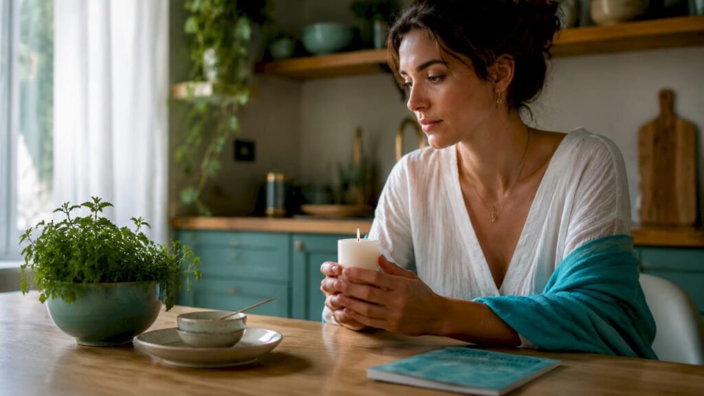 Woman quietly reflecting on spiritual grief