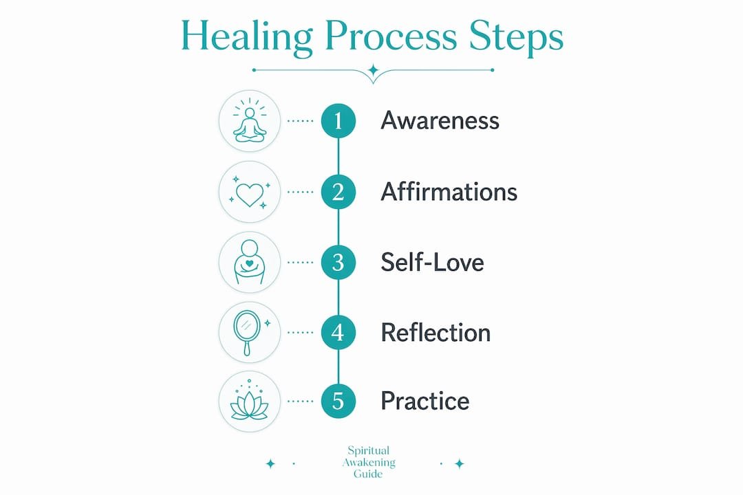 You Can Heal Your Life: Louise Hay's Mind-Body Guide 2 Infographic showing healing process steps