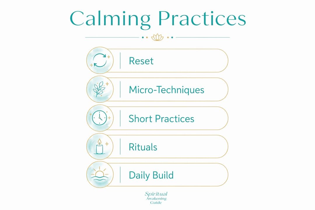 Infographic showing steps of calming practices