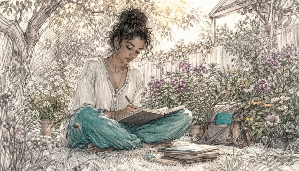 Woman journaling in sunlit balcony for inner healing