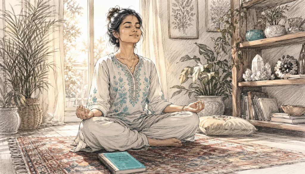 Woman meditating peacefully for self-confidence