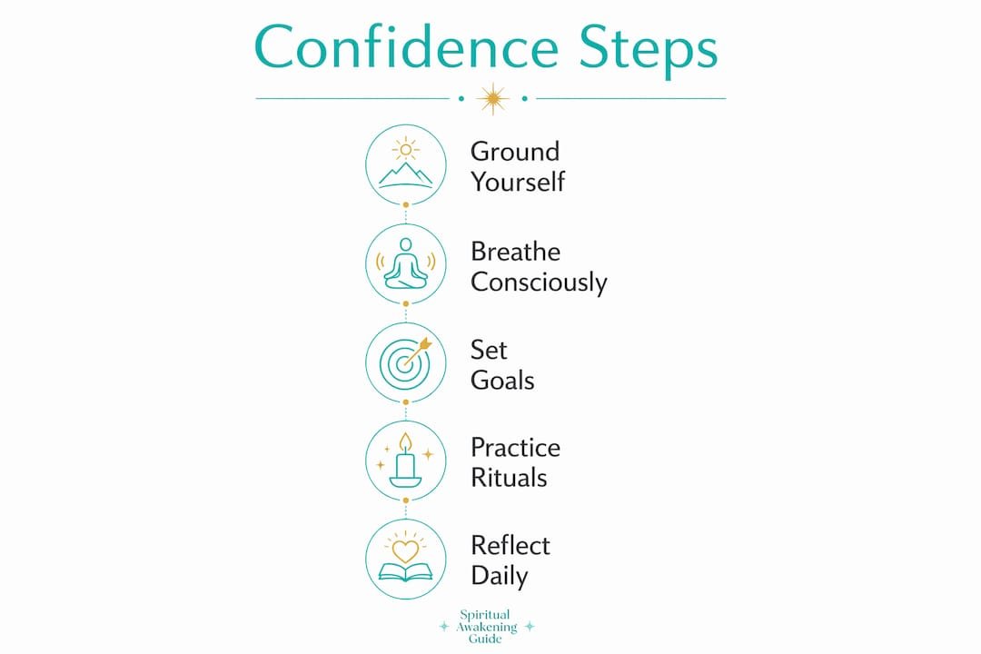 Infographic showing five steps to build self-confidence
