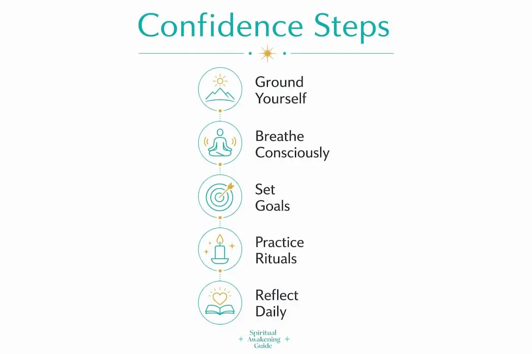 Infographic showing five steps to build self-confidence