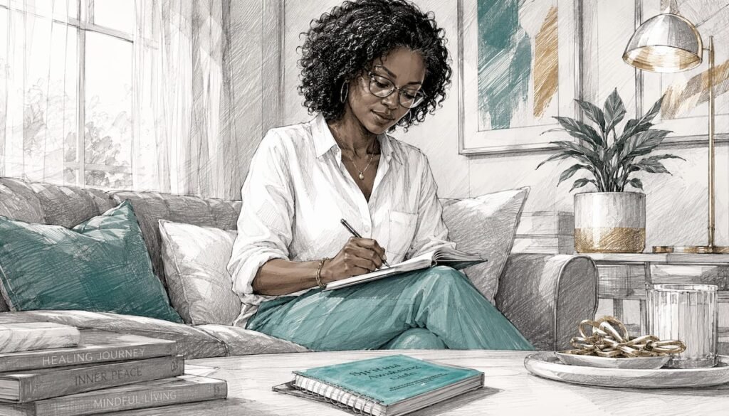 Woman in trauma healing therapy session