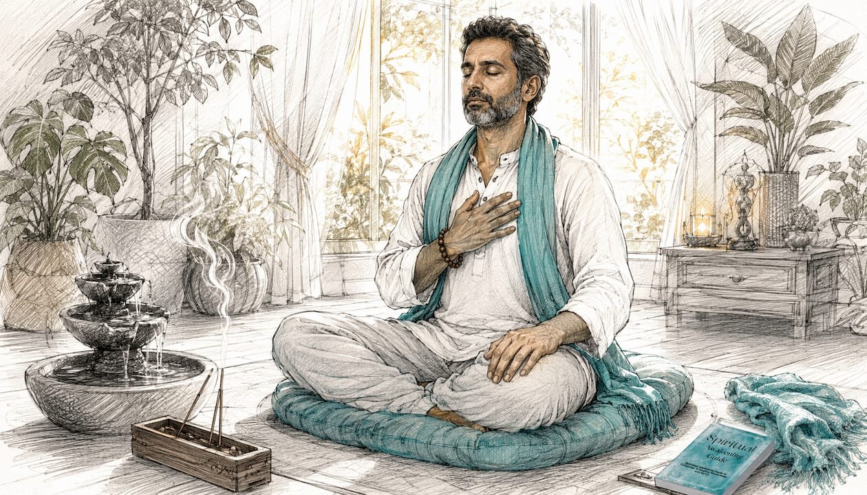 Holistic Trauma Healing Approaches: A Practical Guide 1 Overhead view of man meditating in home