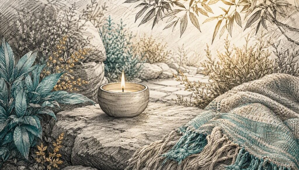 Lit candle for meditation practice