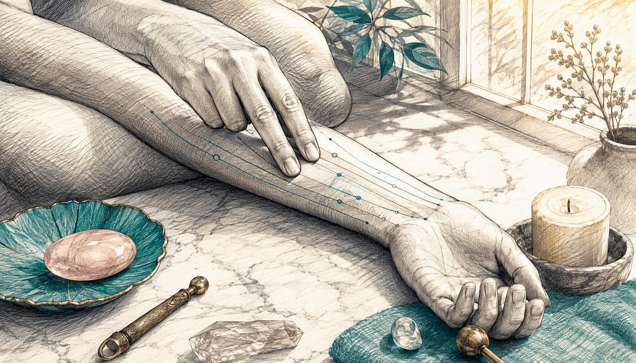 Best Energy Healing Books: 10 Picks for Practice and Reference 1 Hands tracing arm meridian in energy healing practice
