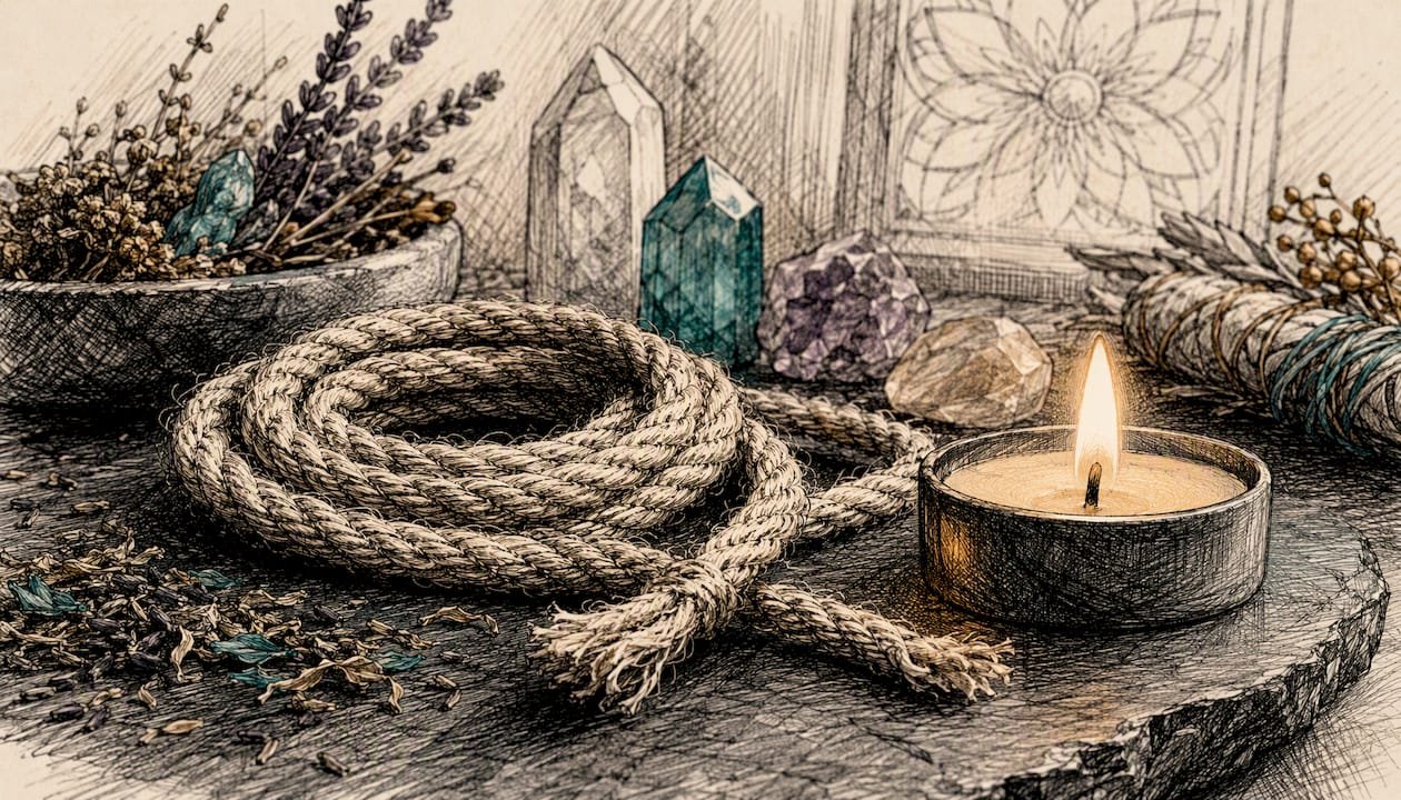 Cord Cutting Ritual: A Step-by-Step Guide for Beginners 1 Unlit natural cord beside warm candle flame