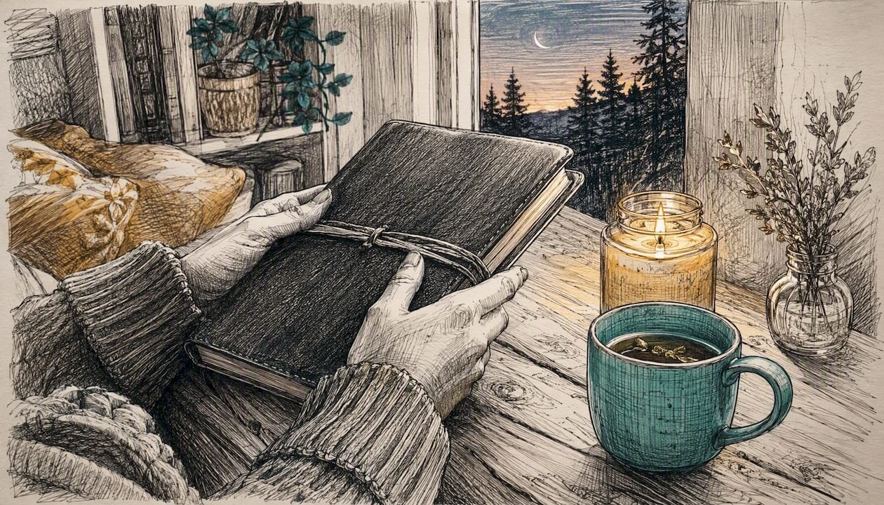 Intention vs. Goal: How to Use Both for Personal Growth 1 Hands resting on notebook by candlelight