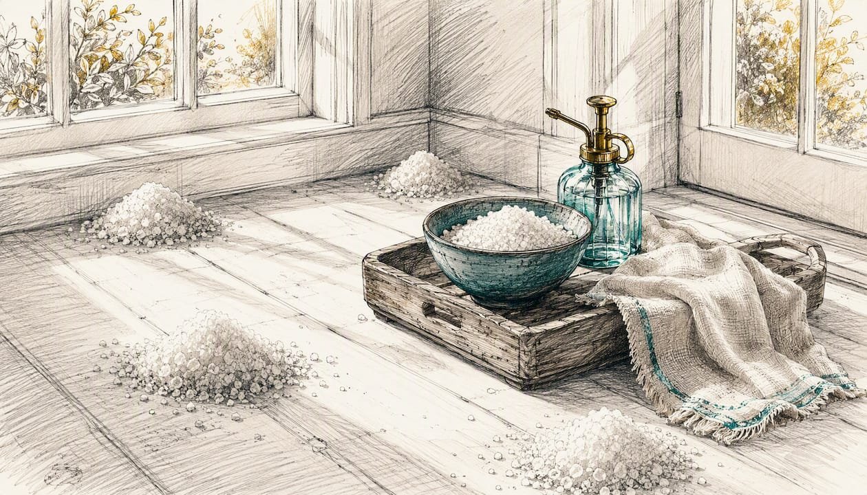 Home Energy Cleansing for a Lighter, Calmer Home 2 Small sea salt piles in home room corners
