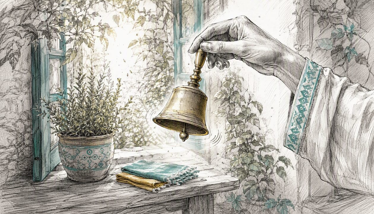 Home Energy Cleansing for a Lighter, Calmer Home 3 Hand ringing bell near room corner for cleansing