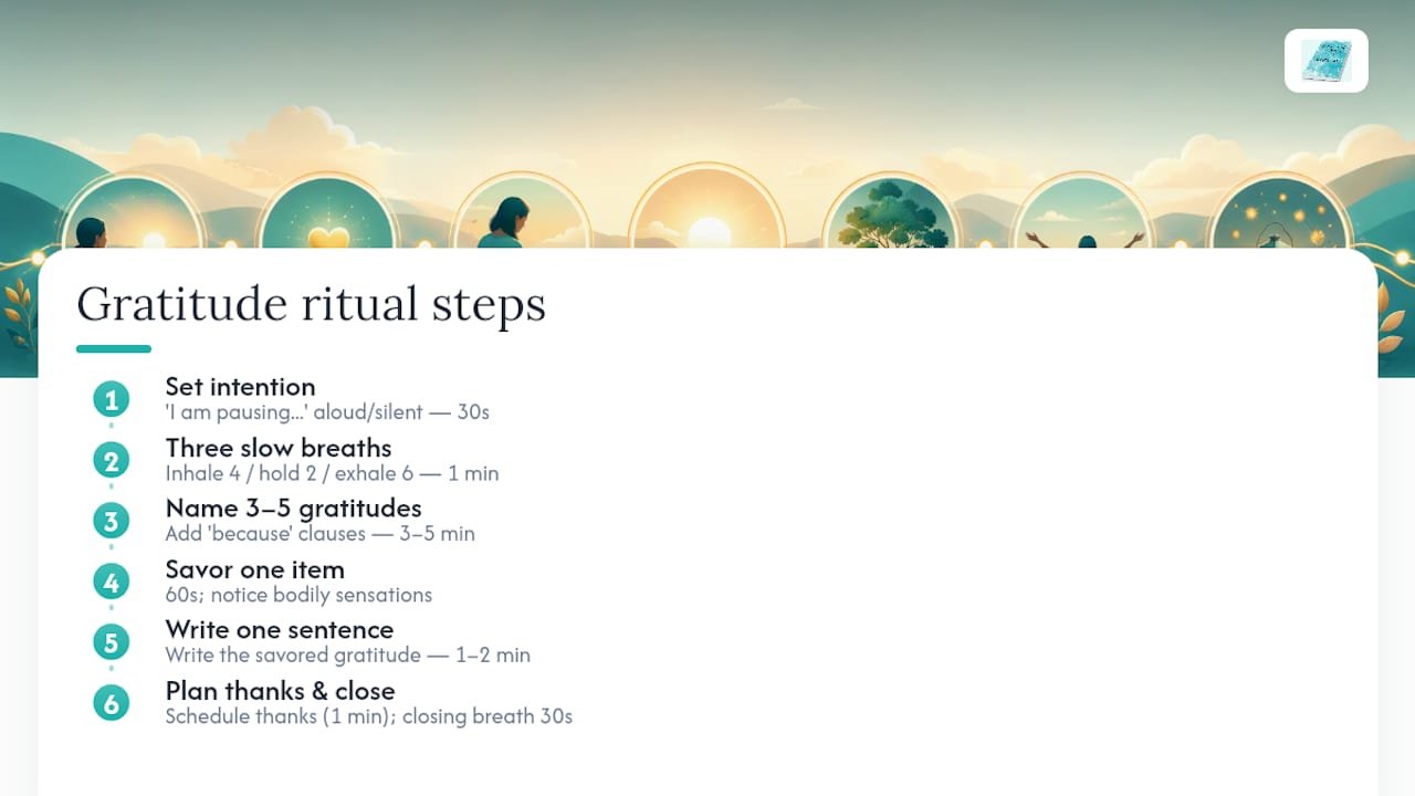 Gratitude Ritual Steps: A Simple 7-Step Daily Practice 1 Diagram of 7-step gratitude ritual process