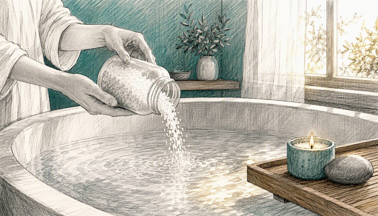 Salt Bath Spiritual Cleansing: How to Clear Your Aura 2 Hands pouring salt into bath water