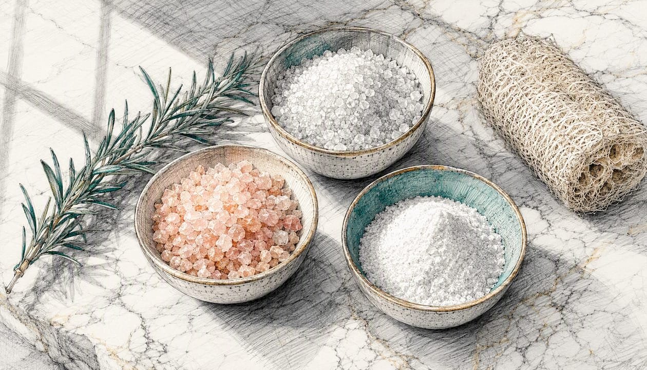 Salt Bath Spiritual Cleansing: How to Clear Your Aura 1 Bowls of different salts for bathing rituals