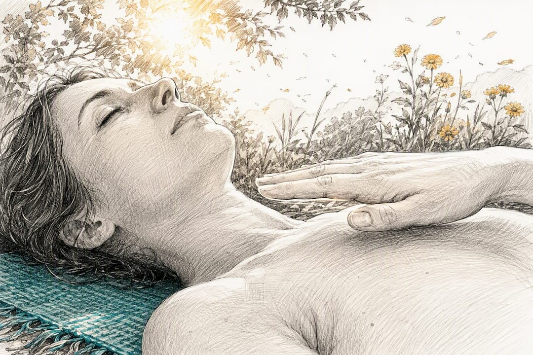 Energy Healing at Home: A Simple Daily Routine for Beginners 2 Hands performing self-Reiki over chest