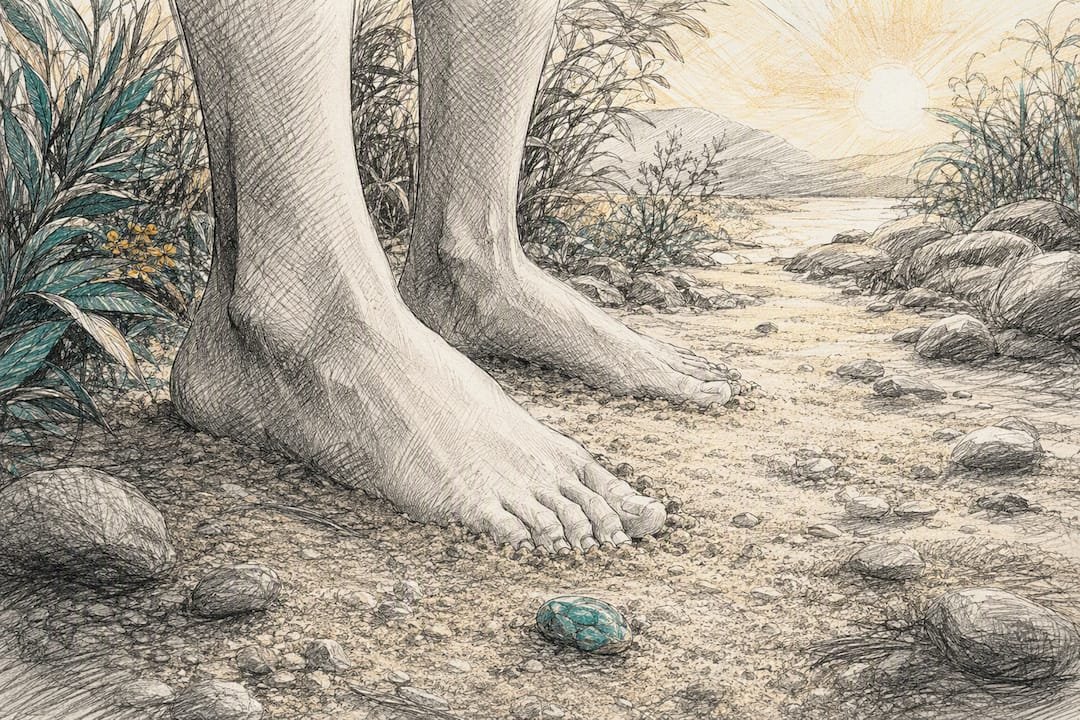 A Daily Spiritual Hygiene Routine You Can Start Today 2 Bare feet grounding on wooden floor with stone