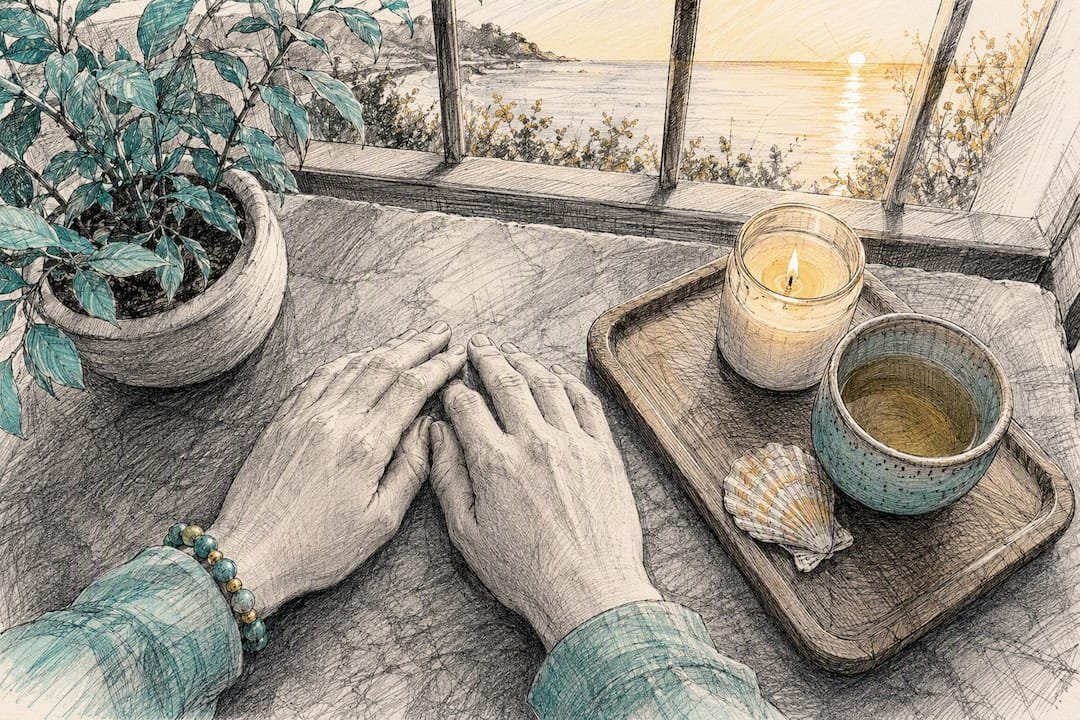Intention Setting Examples for Everyday Personal Growth 1 Hands gently resting on chest during grounding ritual
