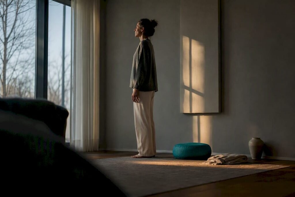 Person pausing quietly during spiritual reset