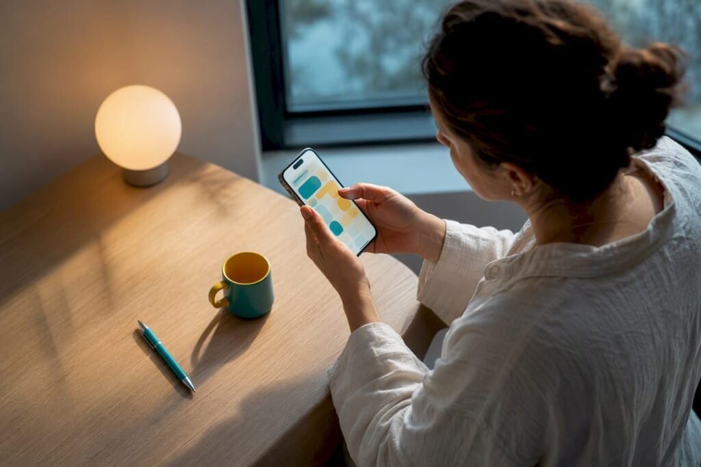 Person completing a spiritual habit check-in