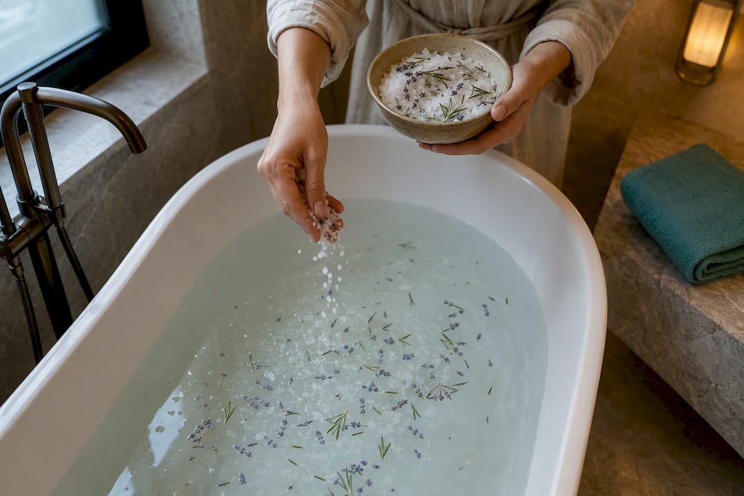 10 Minutes to Real Release: Waning Moon Ritual with No Fire Options 1 Epsom salt and herbs added to bath