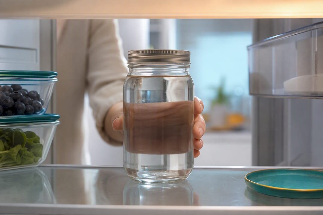 Make a Moon Water Ritual in Five Minutes: Safe Uses and Storage 1 Covered water jar stored in refrigerator