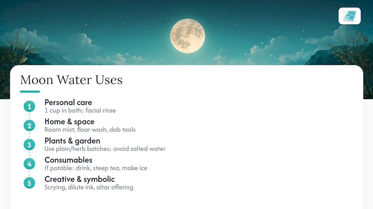 5 Moon Water Uses That Work as Daily Self Care 1 Five practical moon water uses