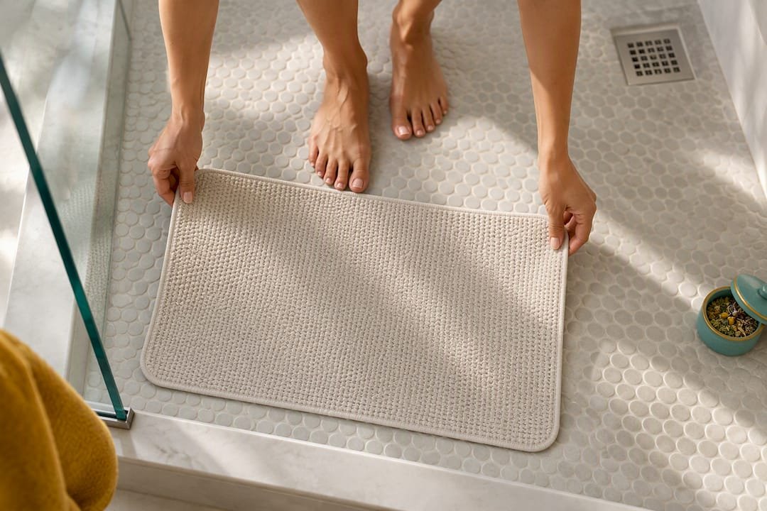 Reset Your Day in 30 to 60 Seconds With a Spiritual Shower Ritual 2 Non-slip mat prepared for shower ritual