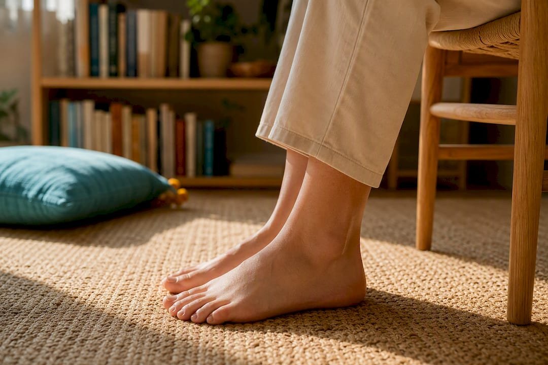Seated feet pressing firmly into floor
