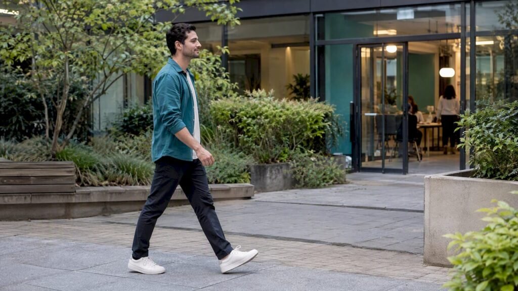Worker taking a short restorative walk
