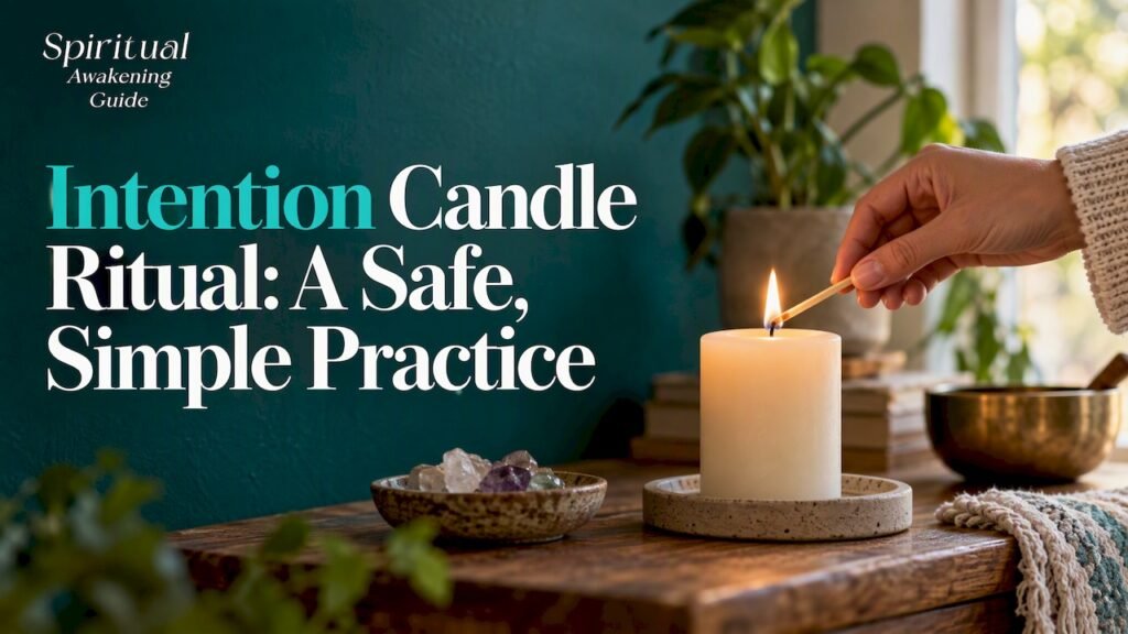 Hand lighting a candle in a calm home