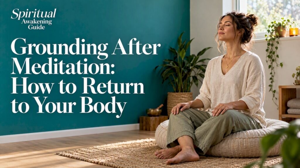 Person pausing after meditation on a cushion